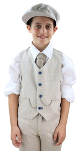Terno Caridi de 3 peças em tweed creme para meninos - Terno para casamento