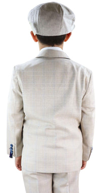 Terno Caridi de 3 peças em tweed creme para meninos - Terno para casamento
