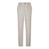 Terno de 3 peças para menino em tweed xadrez bege e marrom, estilo vintage retrô clássico.