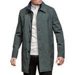 Casaco masculino Brando Mac verde-oliva, gola alta, zíper e botões, tamanho 3/9.