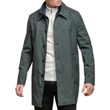 Casaco masculino Brando Mac verde-oliva, gola alta, zíper e botões, tamanho 3/9.