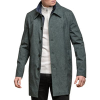 Casaco masculino Brando Mac verde-oliva, gola alta, zíper e botões, tamanho 3/9.