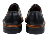 Sapatos Oxford Brogue Masculinos em Couro Castanho Claro e Preto com Cadarço e Costura Goodyear