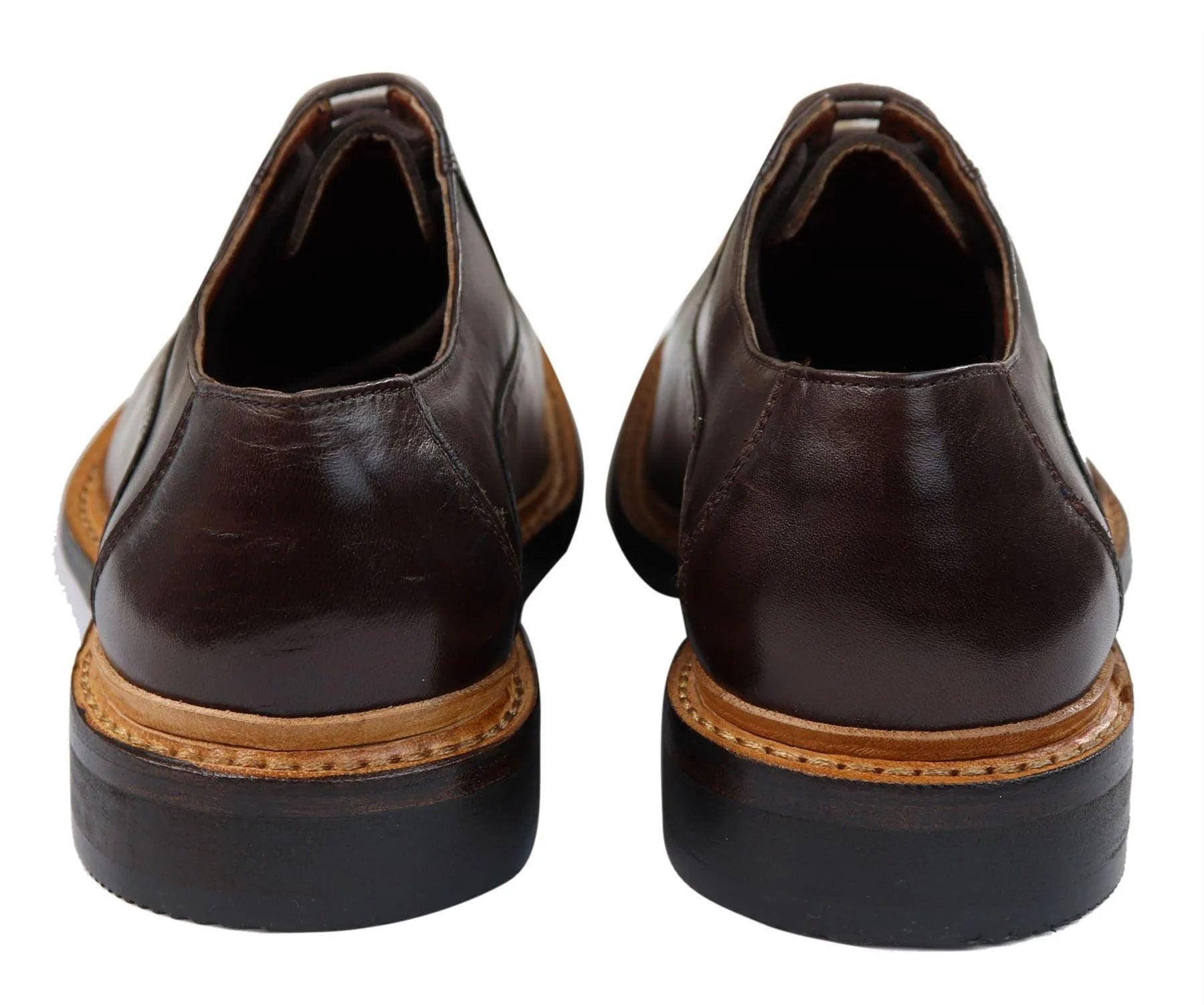 Sapatos Oxford Brogue Masculinos em Couro Preto e Bege com Cadarço e Costura Goodyear Welt