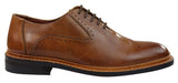 Sapatos Oxford Brogue Masculinos em Couro Castanho Claro e Preto com Cadarço e Costura Goodyear