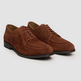 Brera - Sapatos Derby Clássicos Masculinos em Camurça Marrom com Cadarço