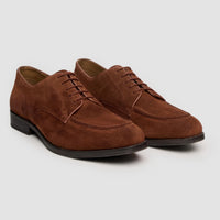Brera - Sapatos Derby Clássicos Masculinos em Camurça Marrom com Cadarço