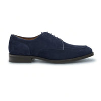 Brera - Sapatos Derby Clássicos Masculinos em Camurça Azul Marinho com Cadarço