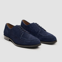 Brera - Sapatos Derby Clássicos Masculinos em Camurça Azul Marinho com Cadarço