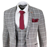 Terno masculino de 3 peças em tweed cinza xadrez