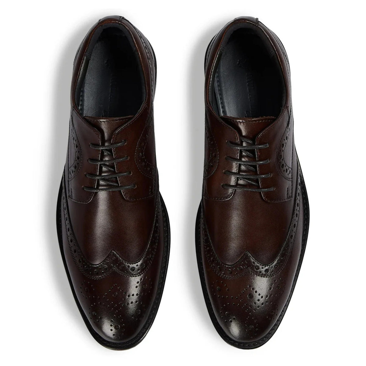 Cambridge - Sapatos Derby Brogue Wingtip Masculinos Marrom Escuro