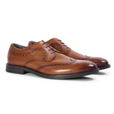 Cambridge - Sapatos Derby Brogue Wingtip Masculinos em Castanho Claro