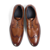 Cambridge - Sapatos Derby Brogue Wingtip Masculinos em Castanho Claro