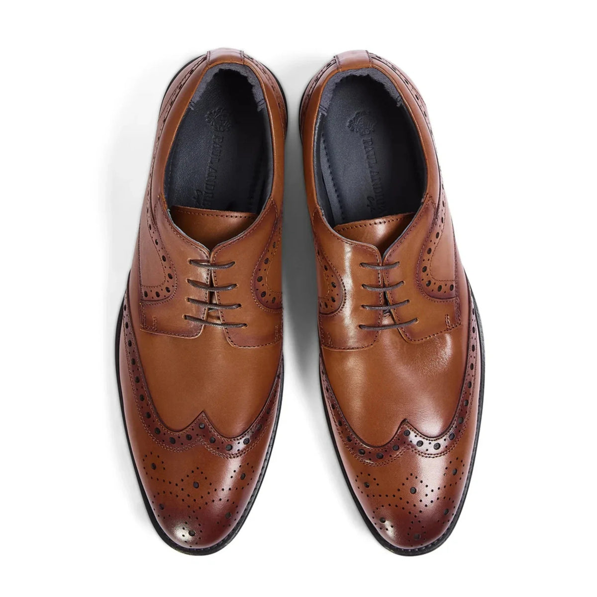 Cambridge - Sapatos Derby Brogue Wingtip Masculinos em Castanho Claro