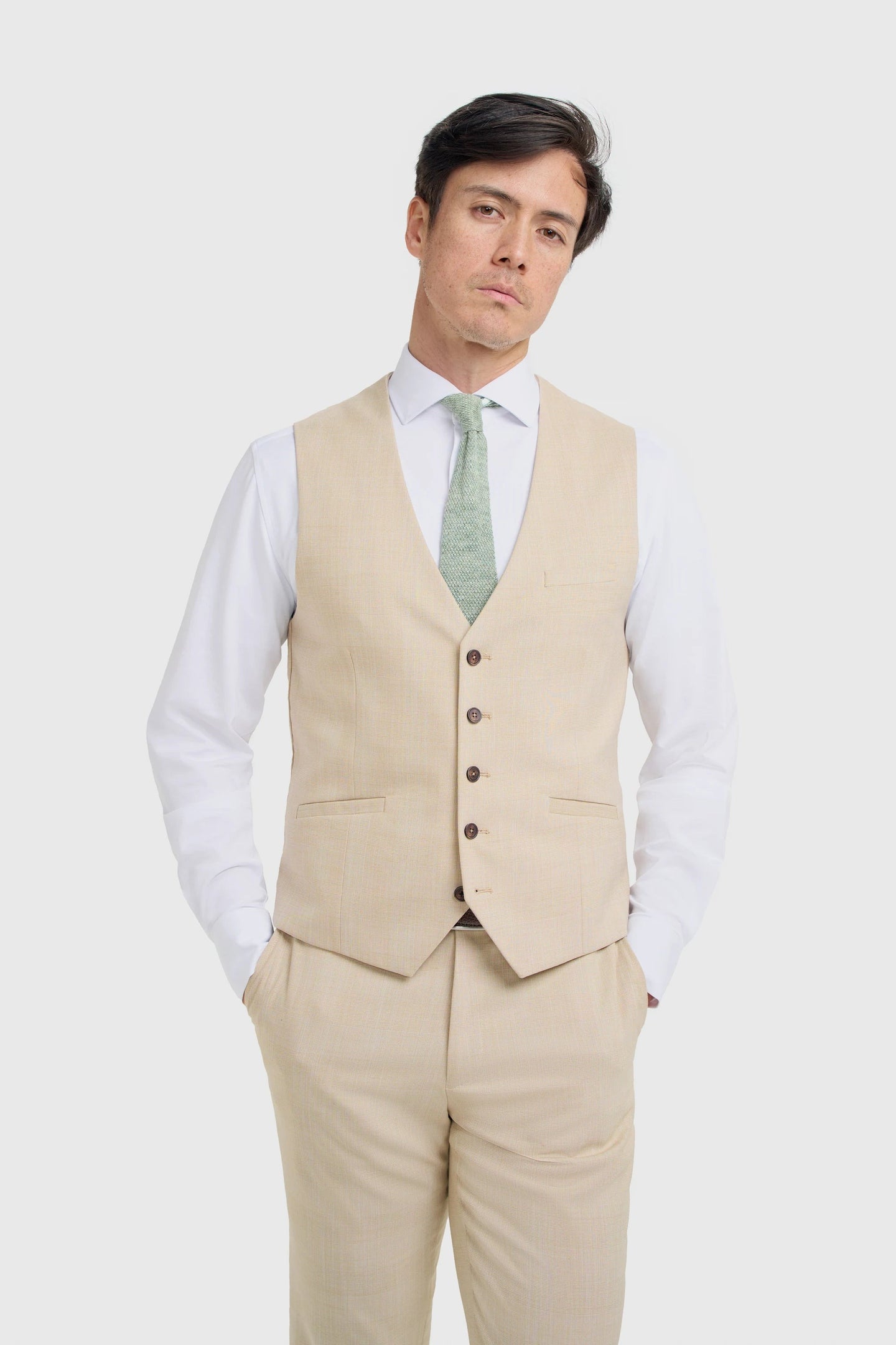 Camden - Colete masculino xadrez bege