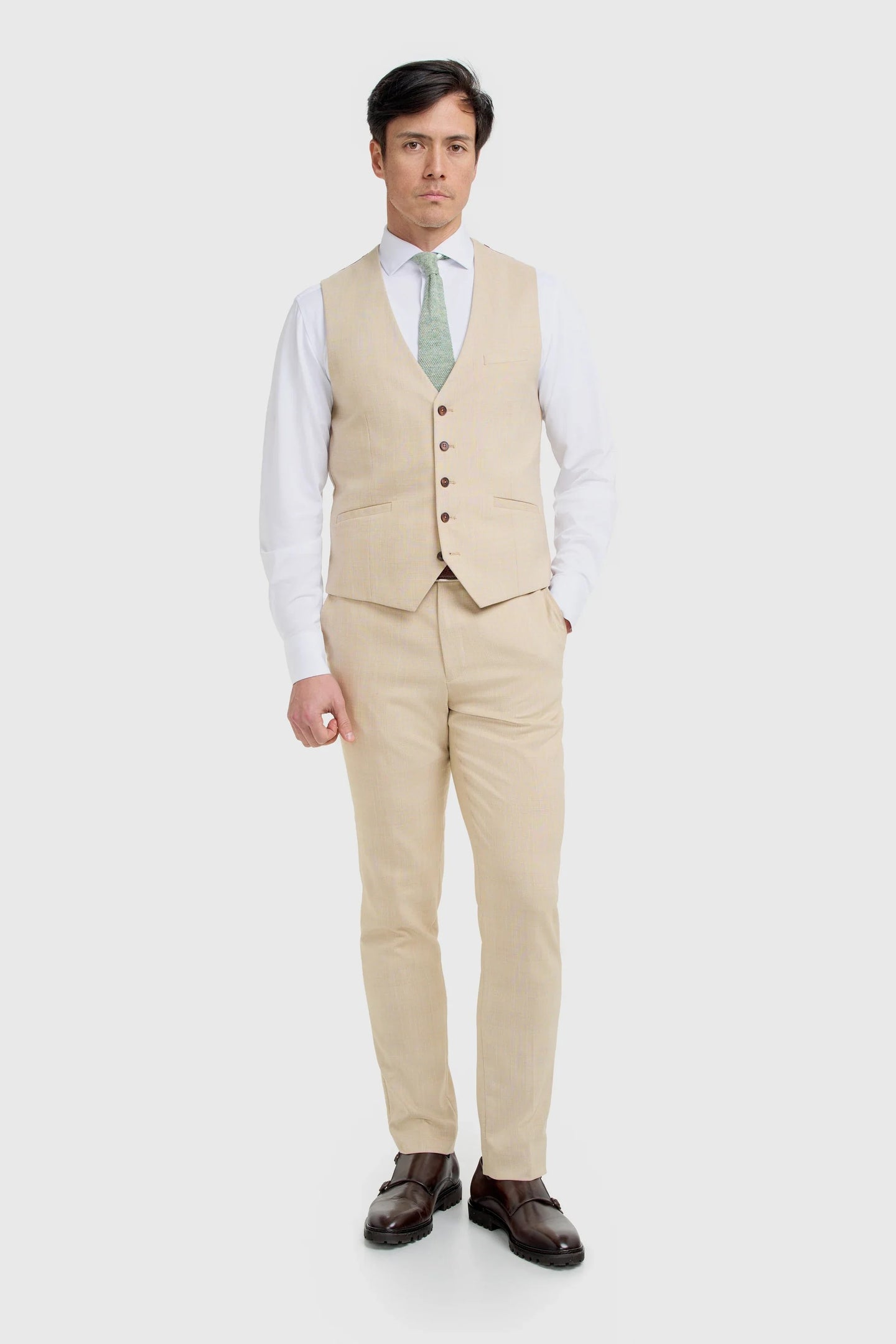 Camden - Colete masculino xadrez bege