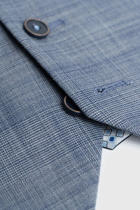Camden - Terno Masculino Azul Xadrez de 3 Peças
