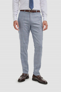 Camden - Terno Masculino Azul Xadrez de 3 Peças