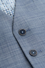 Camden - Terno Masculino Azul Xadrez de 3 Peças
