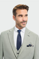 Camden - Terno masculino de 3 peças verde-sálvia com corte sob medida.