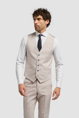 Caridi - Colete de casamento masculino em tweed bege