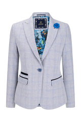 Blazer feminino em tweed azul claro