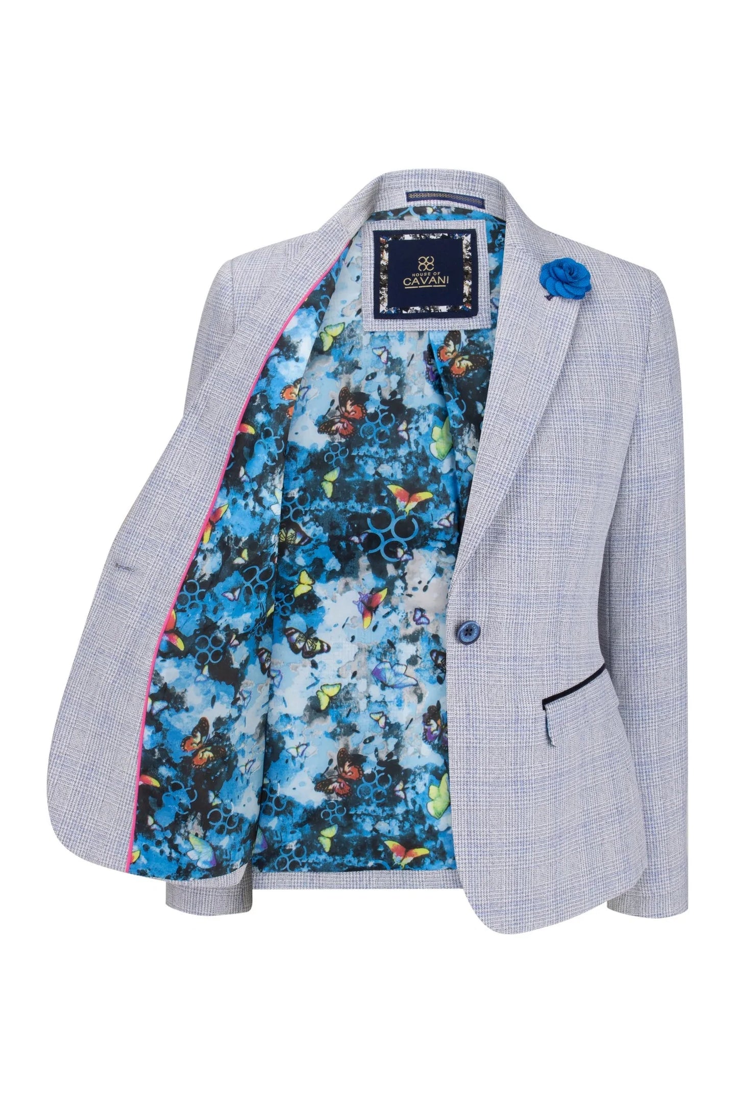 Blazer feminino em tweed azul claro
