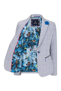 Blazer feminino em tweed azul claro