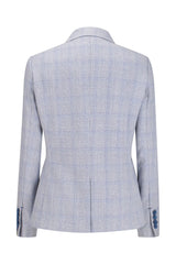 Blazer feminino em tweed azul claro
