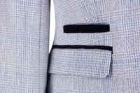 Blazer feminino em tweed azul claro