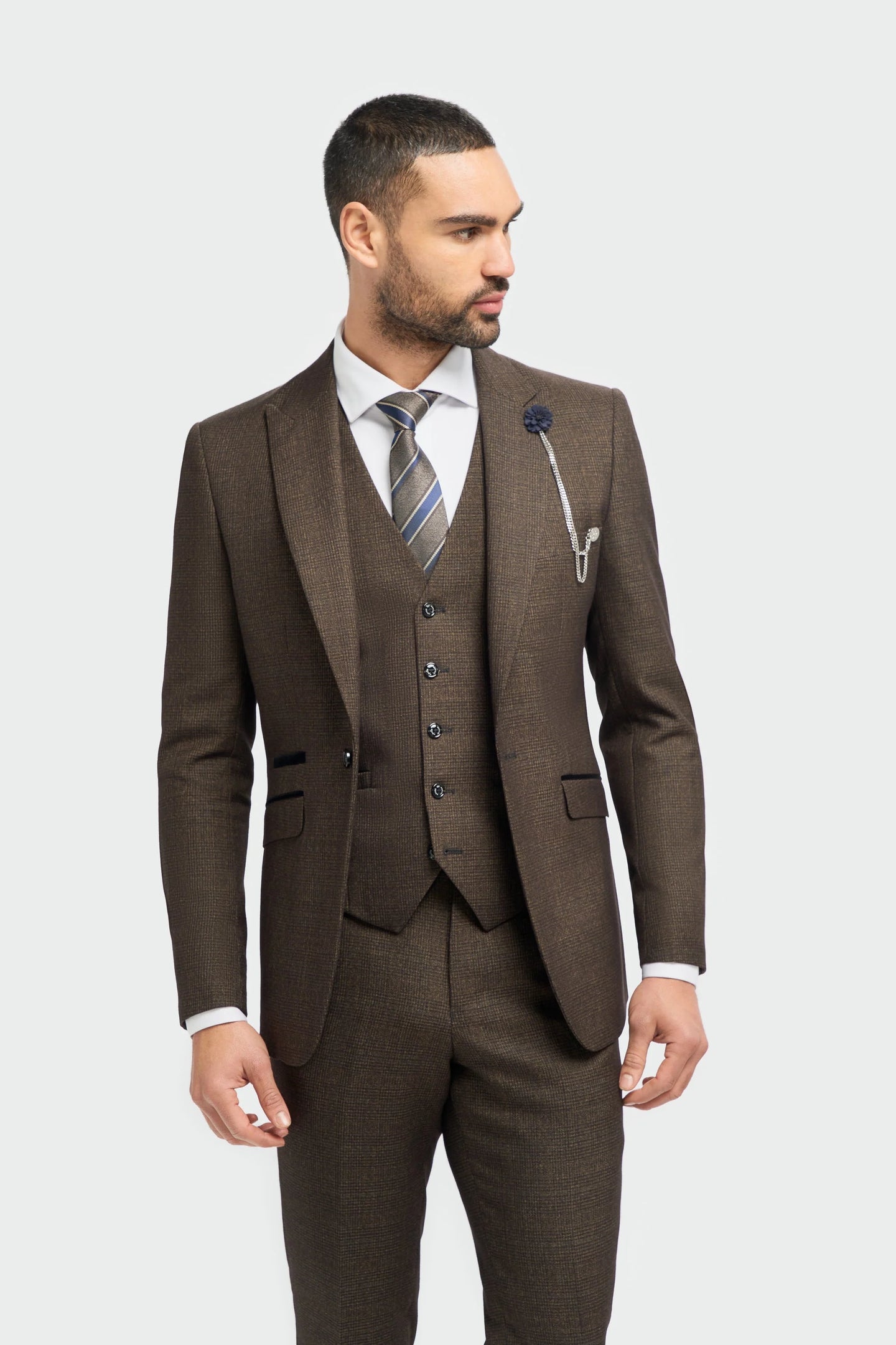 Caridi - Blazer masculino em tweed marrom