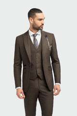 Caridi - Blazer masculino em tweed marrom
