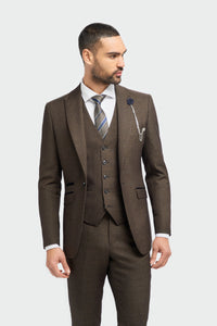 Caridi - Blazer masculino em tweed marrom