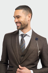 Caridi - Blazer masculino em tweed marrom
