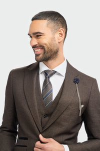 Caridi - Blazer masculino em tweed marrom