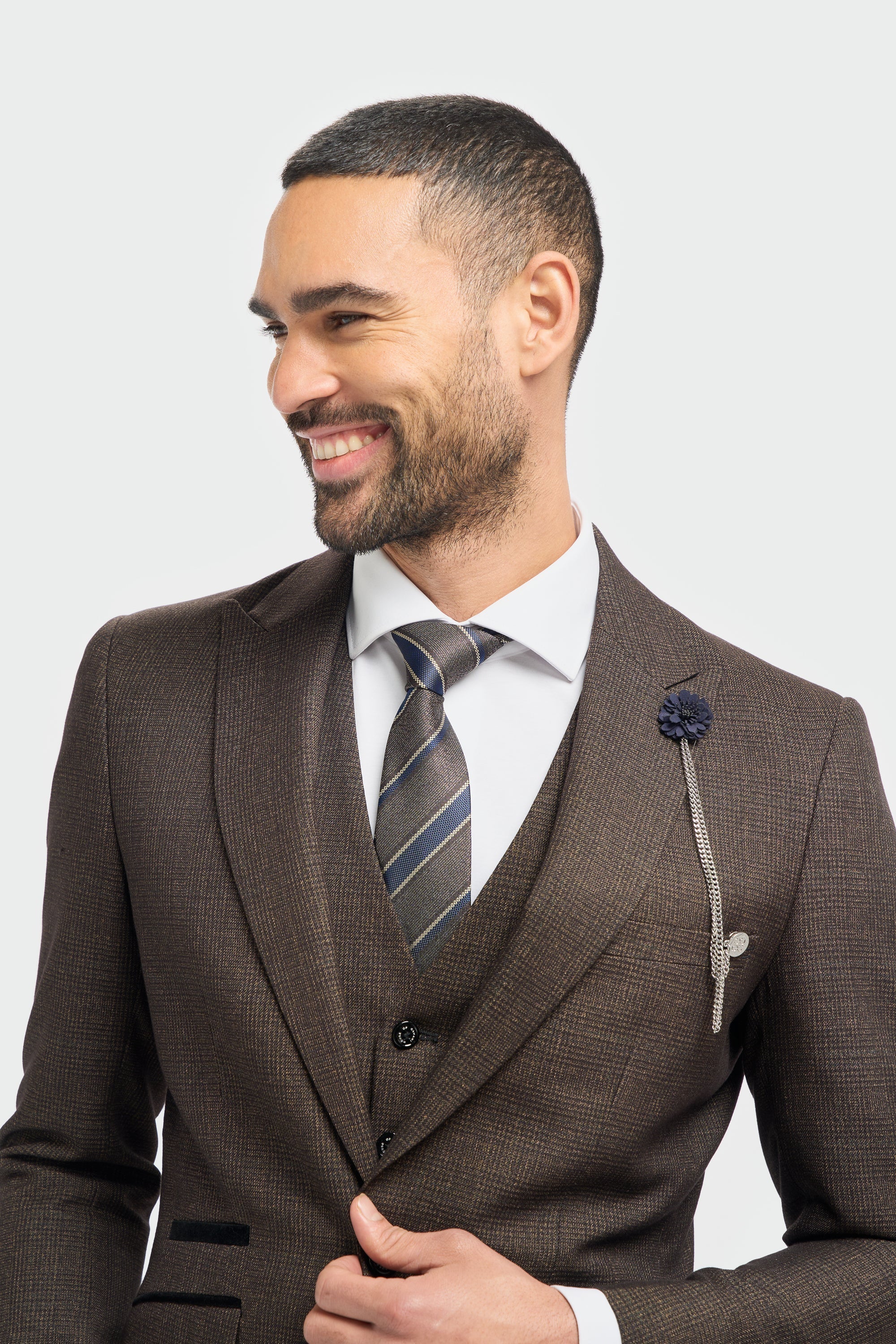 Caridi - Blazer masculino em tweed marrom