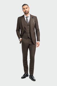 Caridi - Blazer masculino em tweed marrom