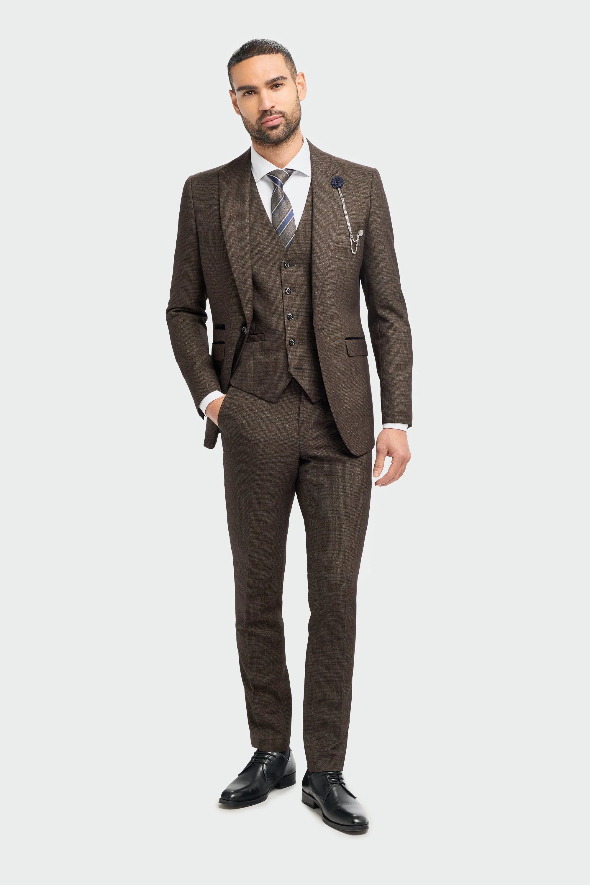 Caridi - Blazer masculino em tweed marrom