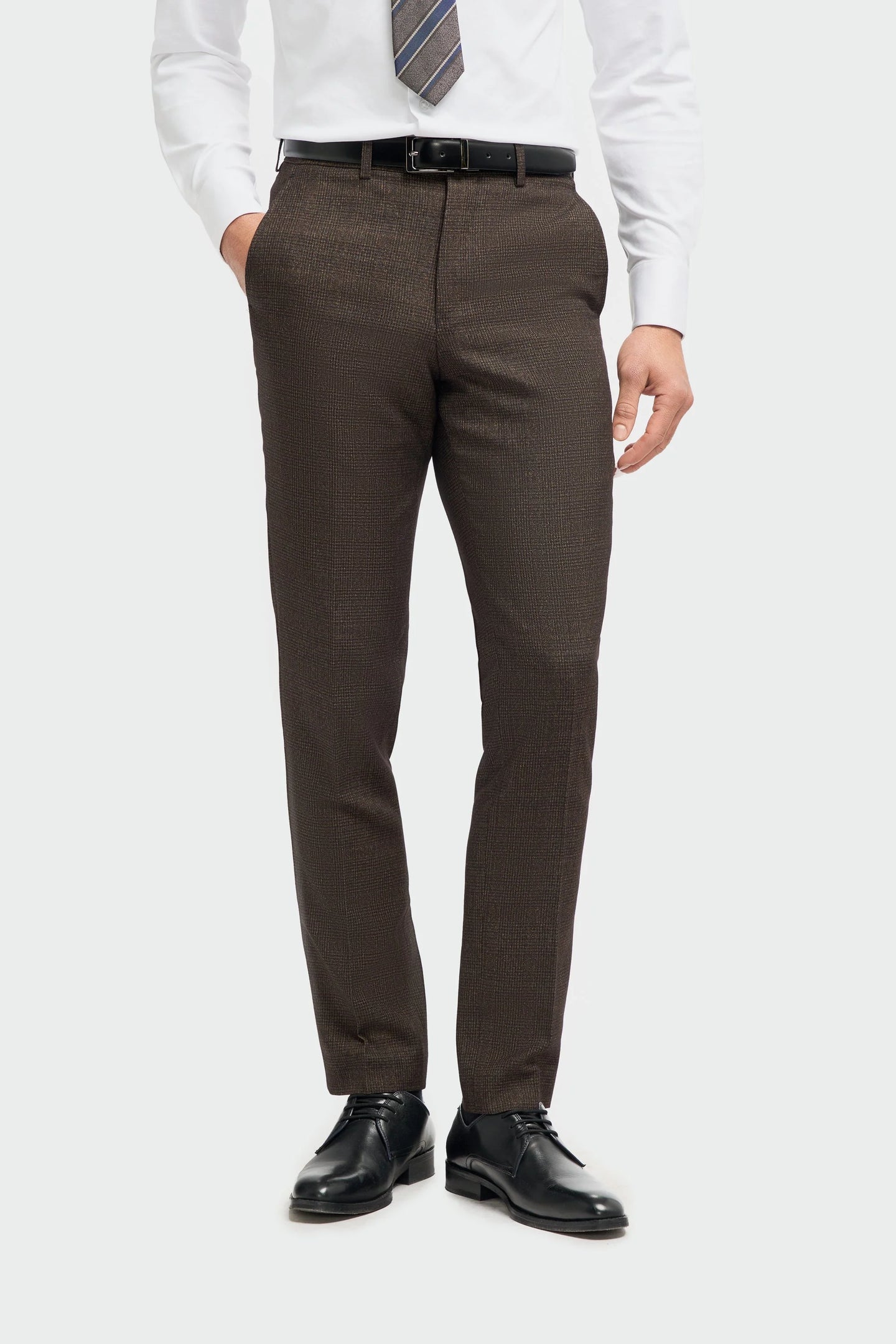 Caridi - Calças masculinas em tweed marrom