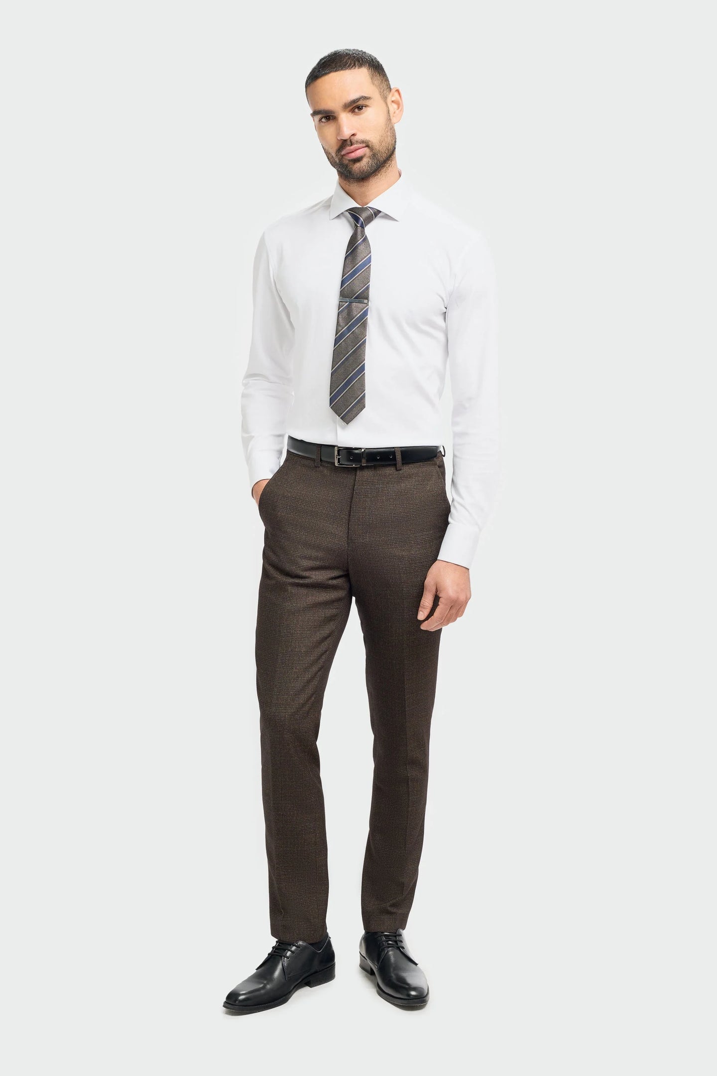 Caridi - Calças masculinas em tweed marrom