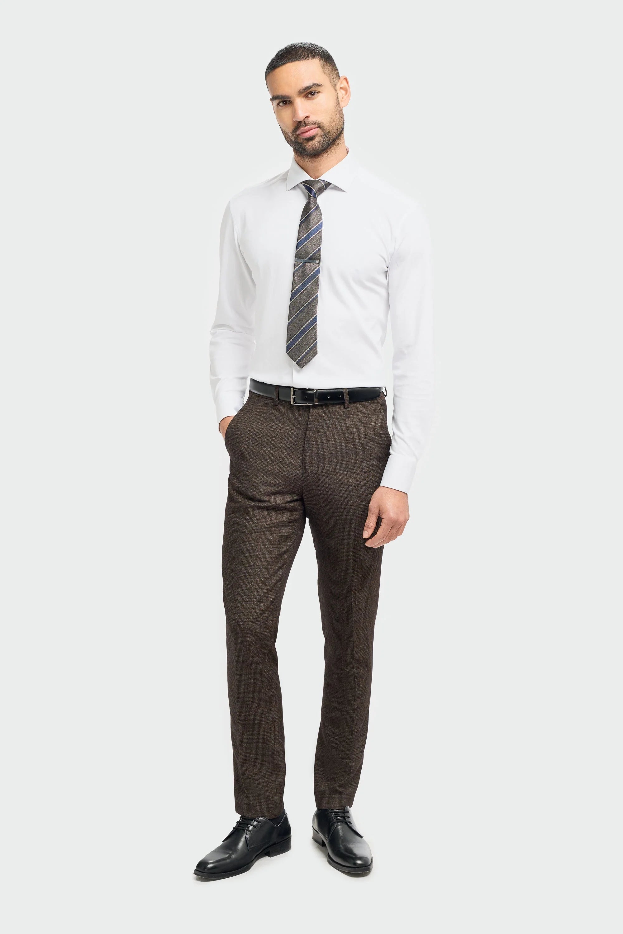 Caridi - Calças masculinas em tweed marrom