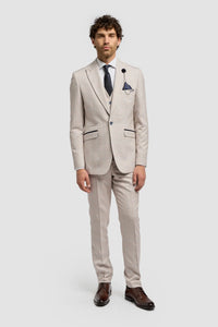 Caridi - Blazer de casamento masculino em tweed bege