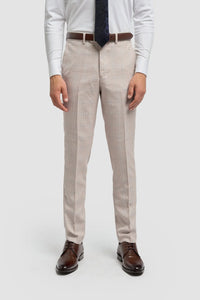 Caridi - Calças de casamento masculinas em tweed bege