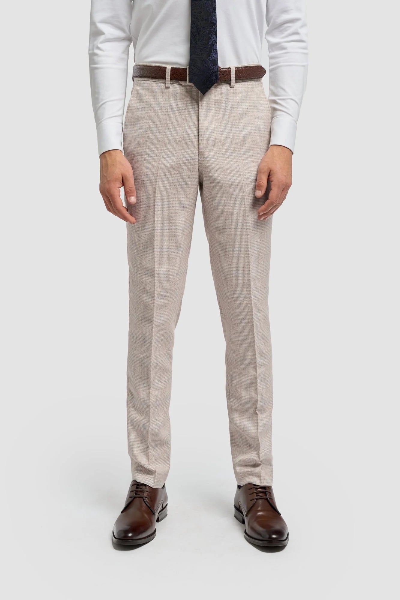 Caridi - Calças de casamento masculinas em tweed bege