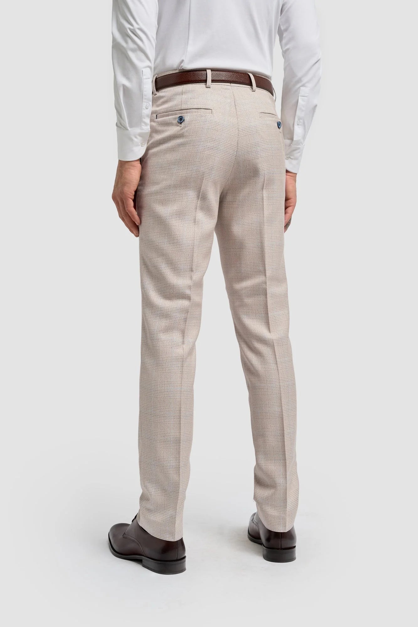 Caridi - Calças de casamento masculinas em tweed bege