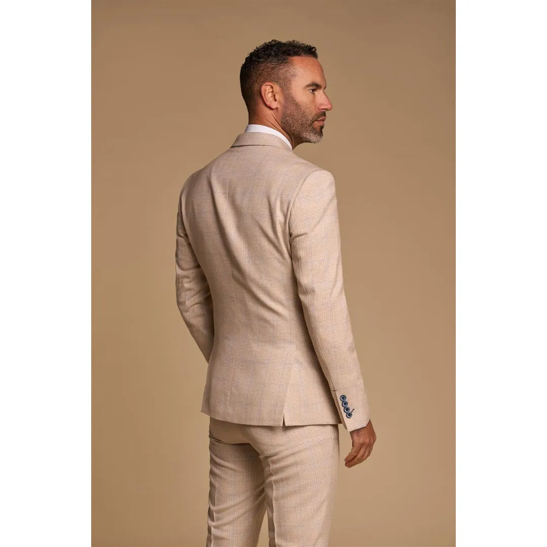 Caridi - Blazer masculino bege de abotoamento duplo
