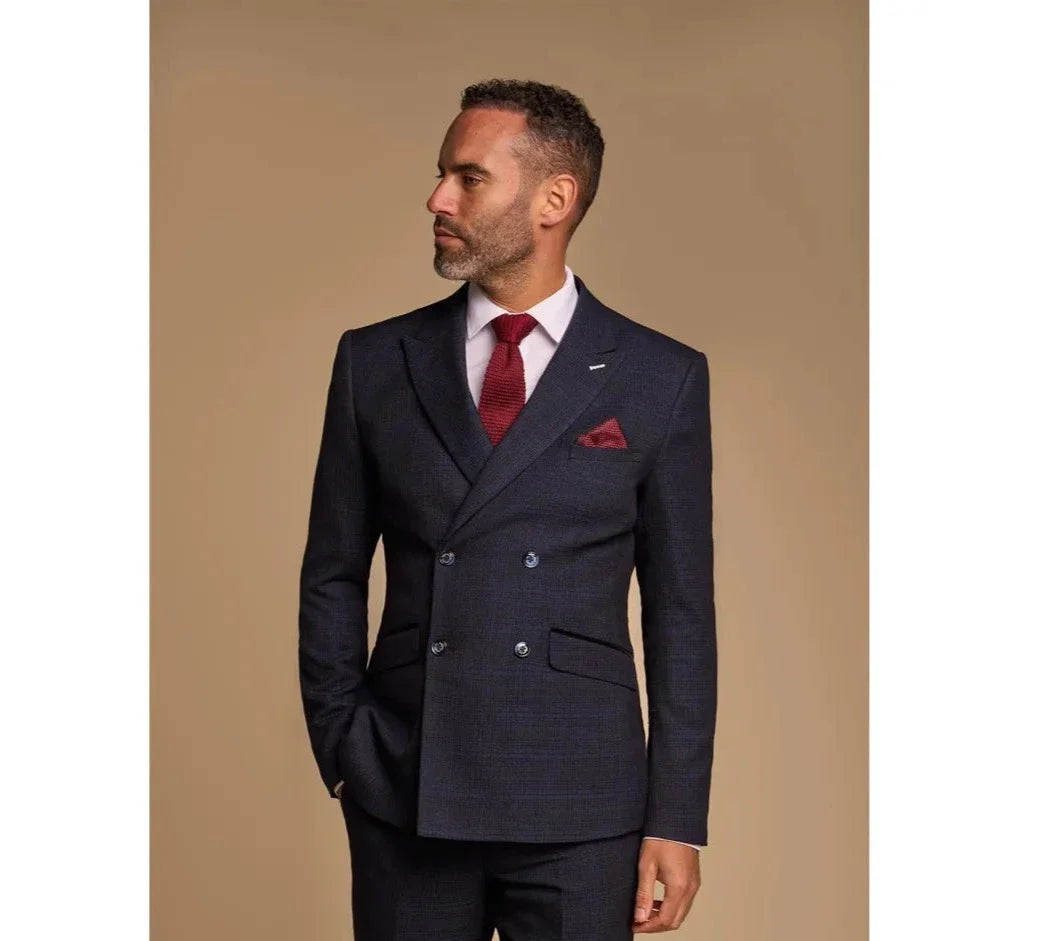Caridi - Blazer masculino azul marinho com abotoamento duplo