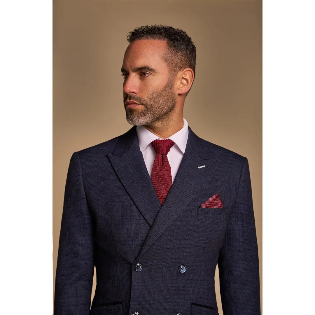 Caridi - Blazer masculino azul marinho com abotoamento duplo