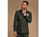 Caridi - Blazer masculino verde-oliva de abotoamento duplo