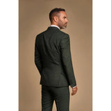 Caridi - Blazer masculino verde-oliva de abotoamento duplo